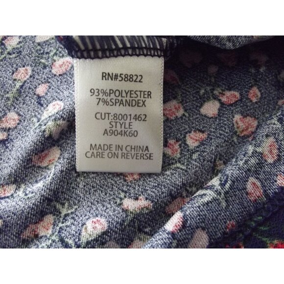 Max Studio Sz Small Navy Blue Pink Rosebud Floral Print Sleeveless Tiered Dress - Picture 10 of 12